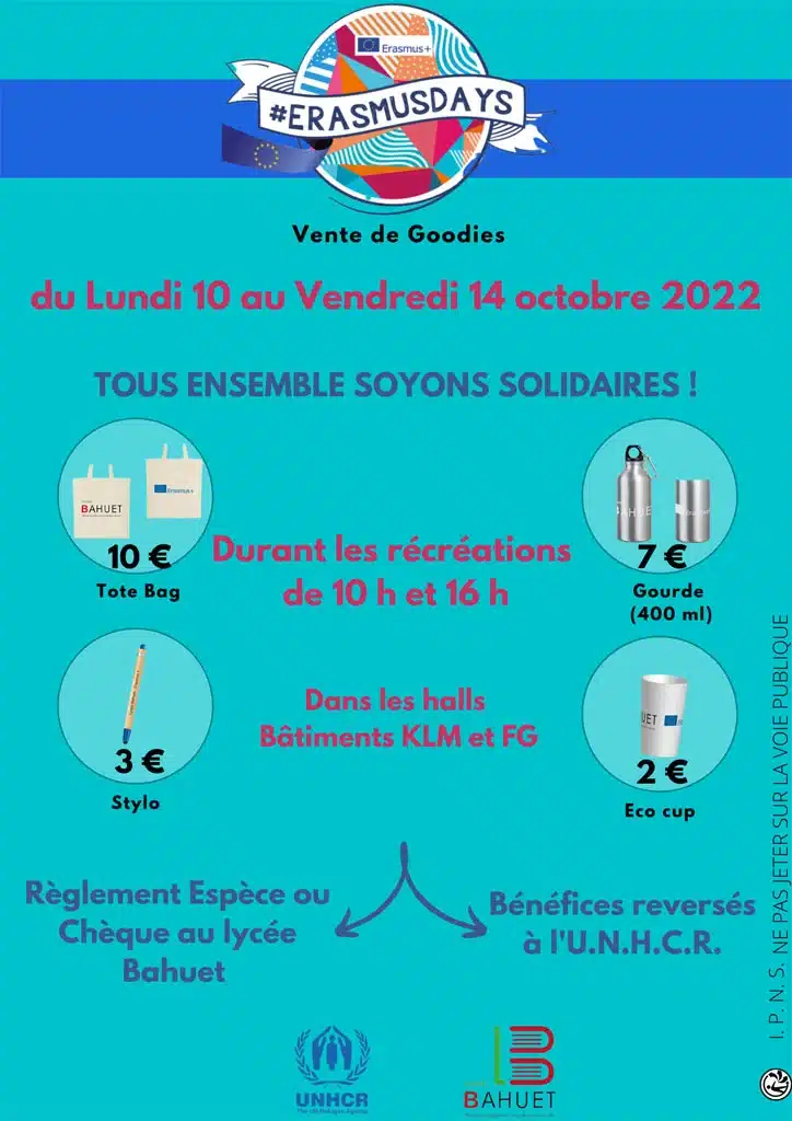 Affiche vente de goodies